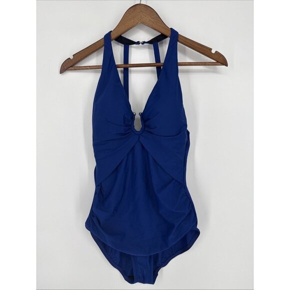 Miraclesuit Women’s Size 12 Blue Razzle Dazzle Bling One Piece Swimsuit New - Picture 2 of 8